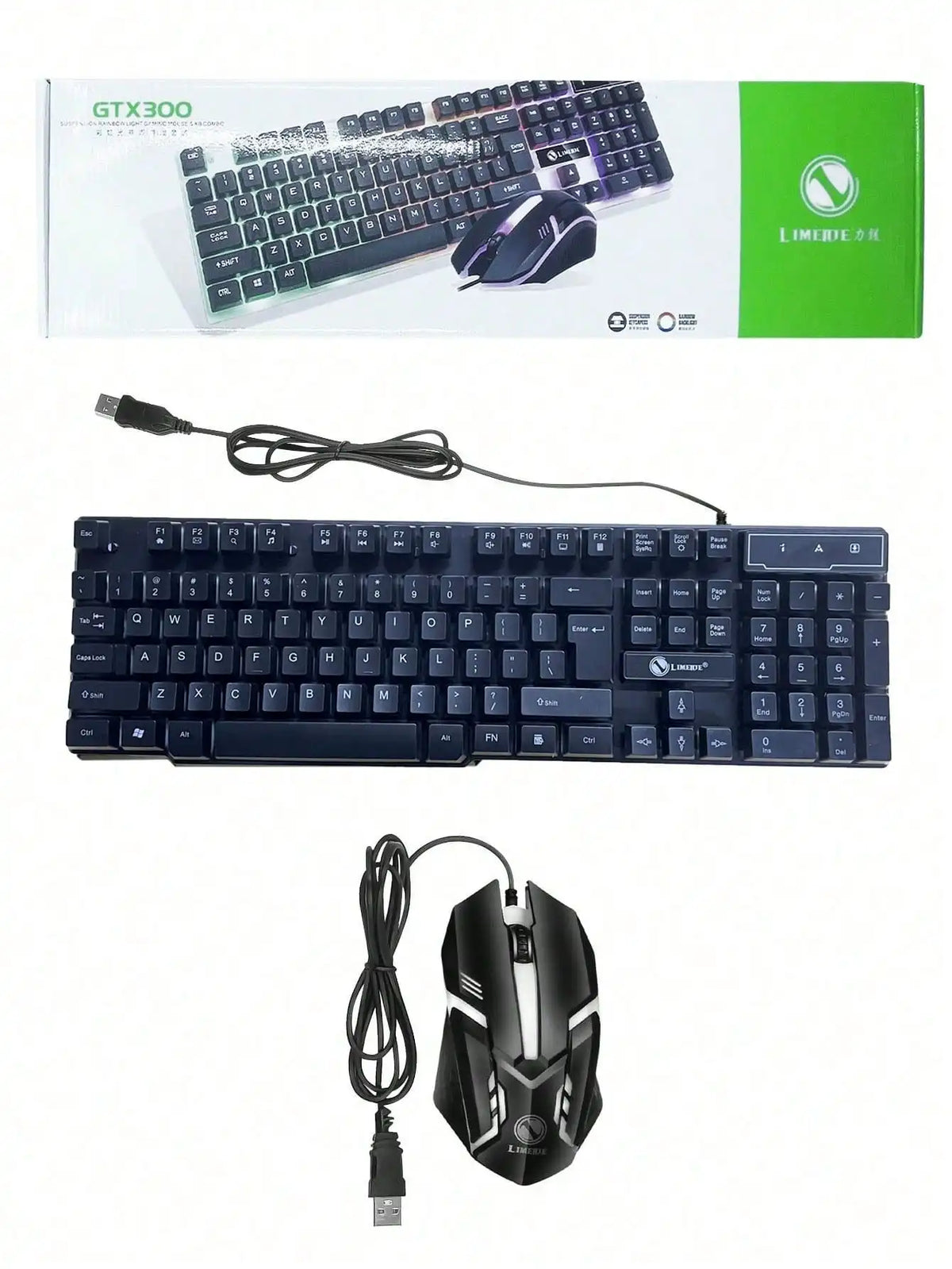 RGB Backlit Wired Gaming Keyboard Mouse Set,Mechanical Feel, Floating High Key Cap,Compatible with Computers, Laptops