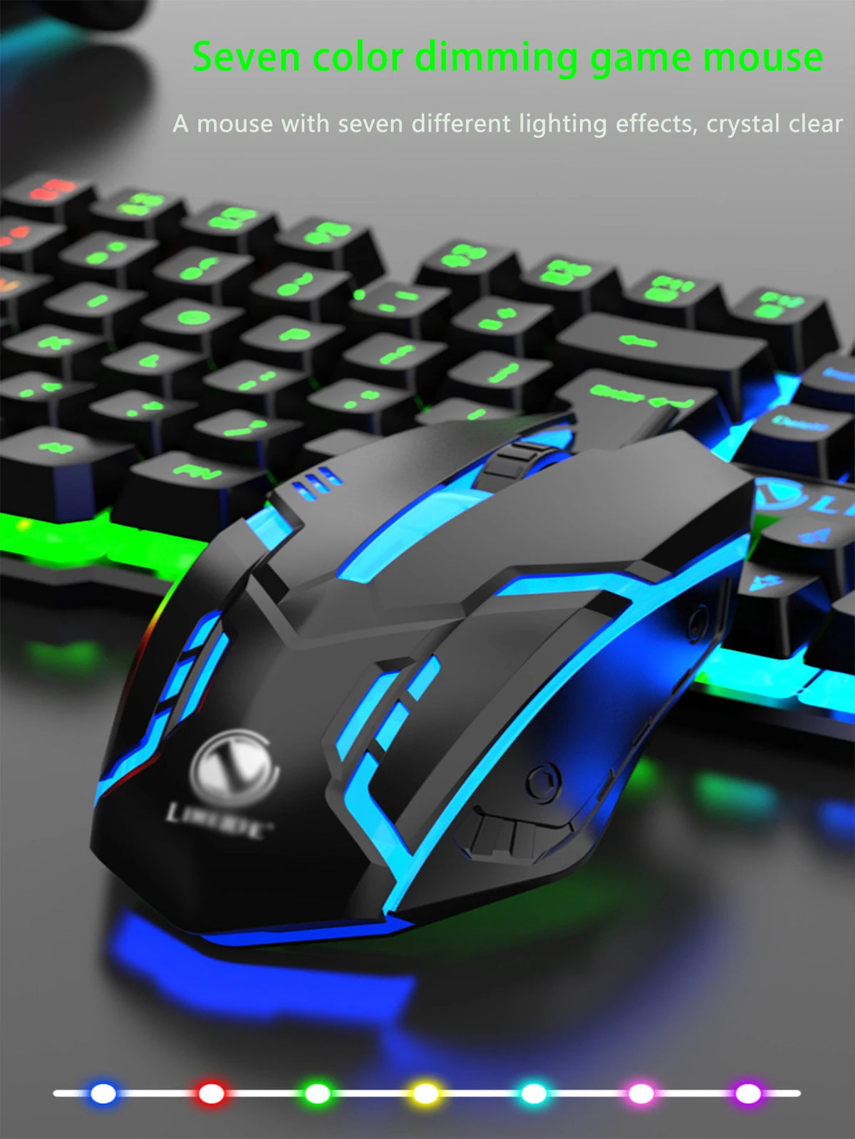 RGB Backlit Wired Gaming Keyboard Mouse Set,Mechanical Feel, Floating High Key Cap,Compatible with Computers, Laptops