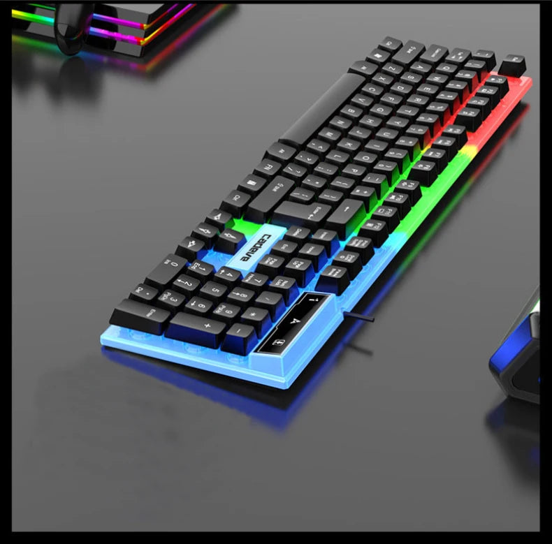 RGB Colorful Gaming Keyboard 104 Keys Wired Mechanical Feel Standard Keyboard for Windows Laptop Computer