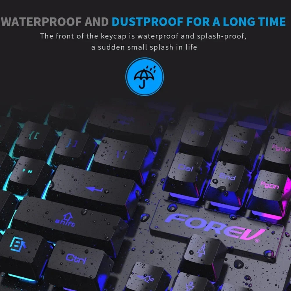 KEBIDUMEI Wired Keyboard and Mouse Combo Set RGB Backlit Gaming Keymouse 104 Keys Standard Keyboard For Laptop Android Windows