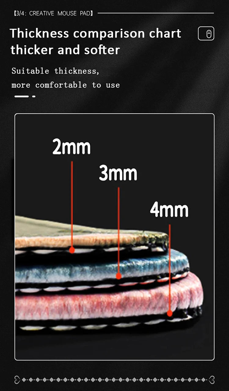 Black and Grey Abstract Art Pattern Design Mouse Pad Desk Mat with Stitched Edge Rubber Anti-Slip Gaming Mat Keyboard Mouse Pads