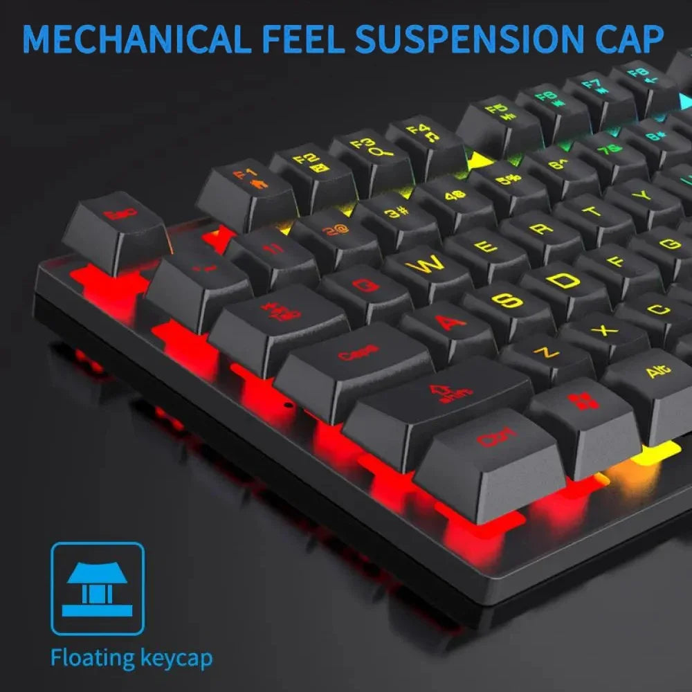 KEBIDUMEI Wired Keyboard and Mouse Combo Set RGB Backlit Gaming Keymouse 104 Keys Standard Keyboard For Laptop Android Windows