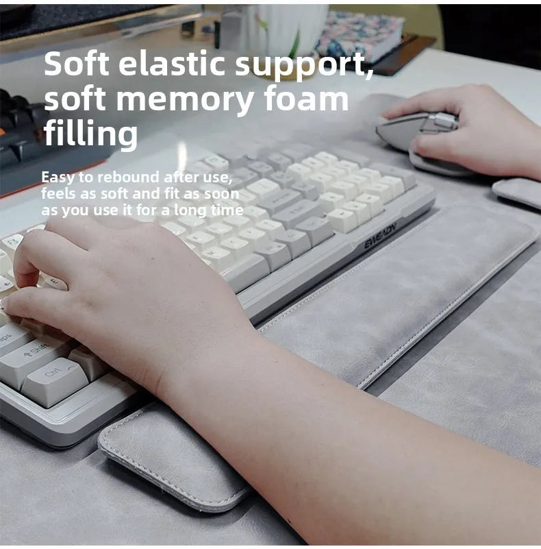 Desk Mat Waterproof PU Mouse Pad Large Mousepad Laptop Non-slip Desk Pad Keyboard Mats Mouse Mat Mouse Wrist Guard Three Pieces