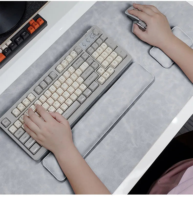 Desk Mat Waterproof PU Mouse Pad Large Mousepad Laptop Non-slip Desk Pad Keyboard Mats Mouse Mat Mouse Wrist Guard Three Pieces