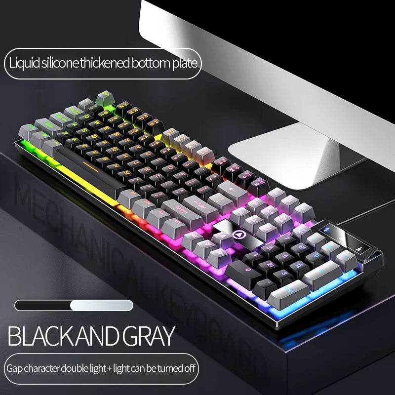 RGB Backlit Gaming Mechanical Feel Wired Keyboard Waterproof Ergonomic Design Gamer Keyboard For PC Computer Laptop Tablet