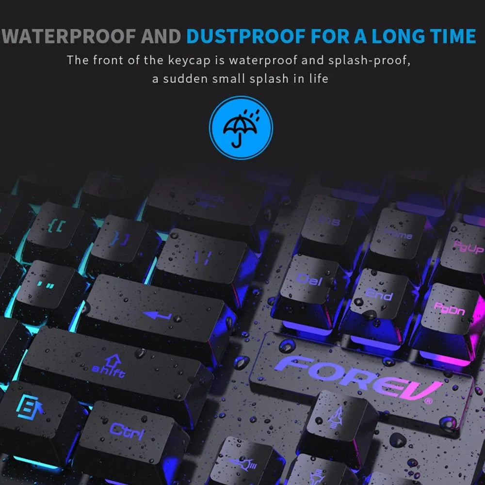 KEBIDUMEI Wired Keyboard and Mouse Combo Set RGB Backlit Gaming Keymouse 104 Keys Standard Keyboard For Laptop Android Windows
