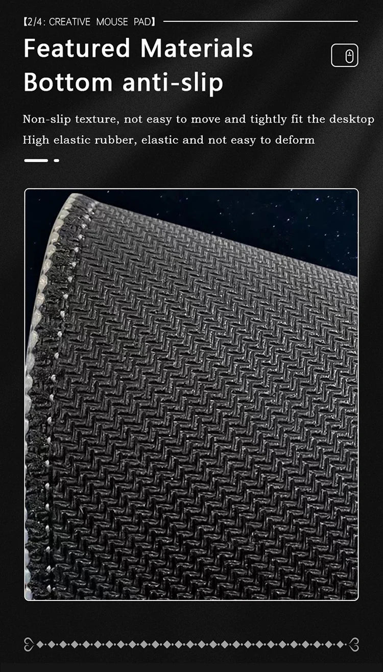 Black and Grey Abstract Art Pattern Design Mouse Pad Desk Mat with Stitched Edge Rubber Anti-Slip Gaming Mat Keyboard Mouse Pads