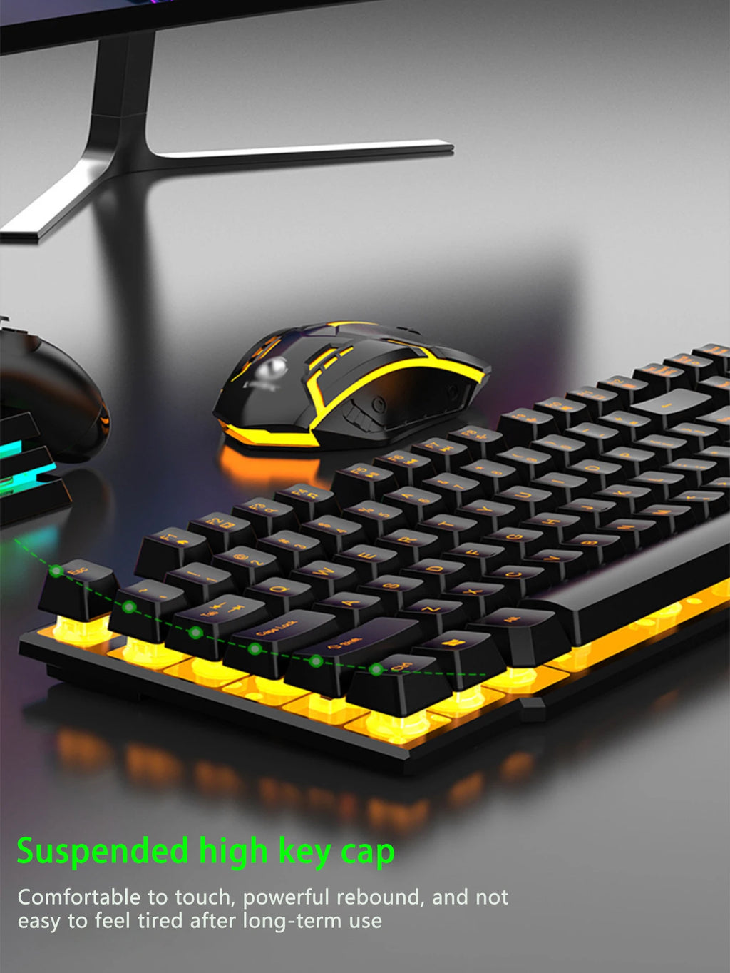 RGB Backlit Wired Gaming Keyboard Mouse Set,Mechanical Feel, Floating High Key Cap,Compatible with Computers, Laptops