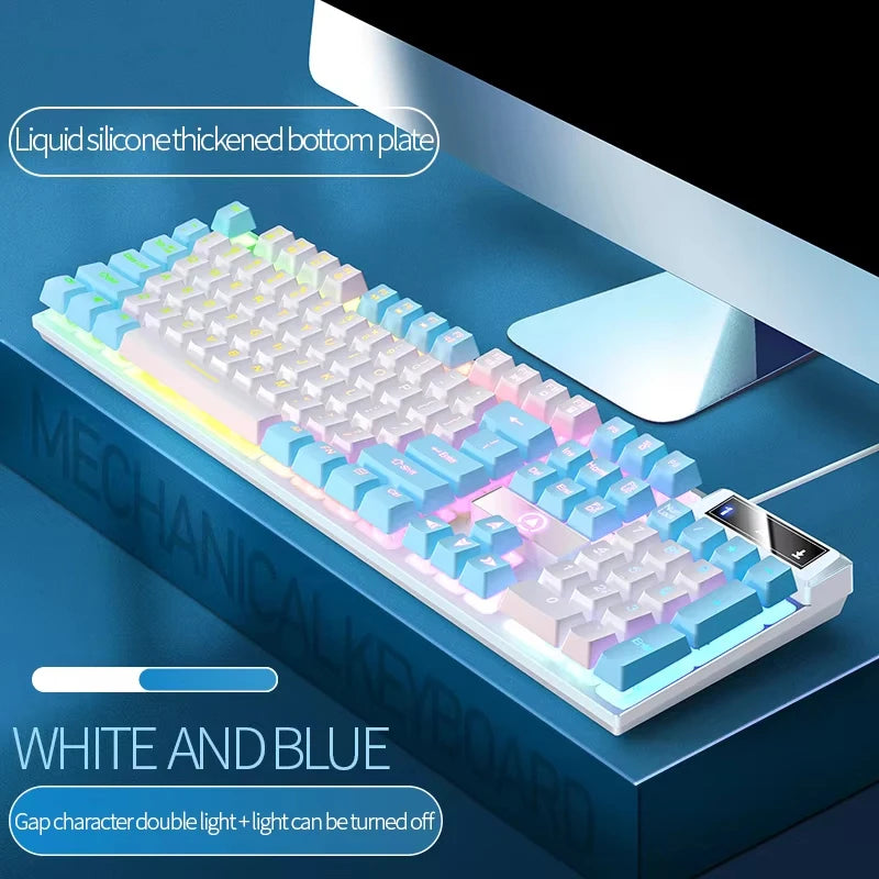 RGB Backlit Gaming Mechanical Feel Wired Keyboard Waterproof Ergonomic Design Gamer Keyboard For PC Computer Laptop Tablet