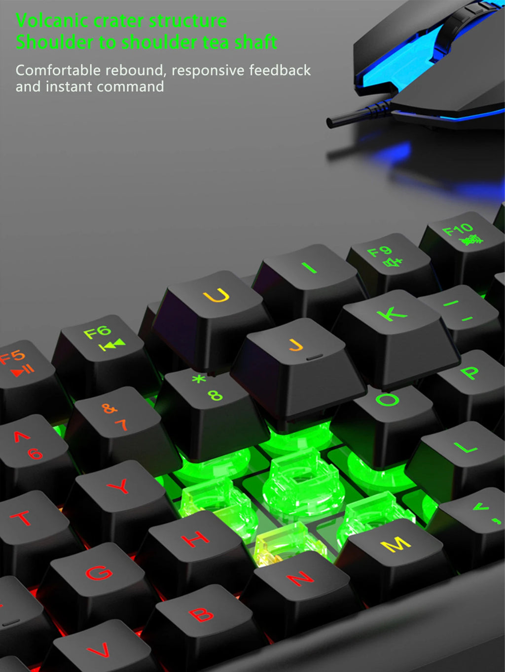 RGB Backlit Wired Gaming Keyboard Mouse Set,Mechanical Feel, Floating High Key Cap,Compatible with Computers, Laptops