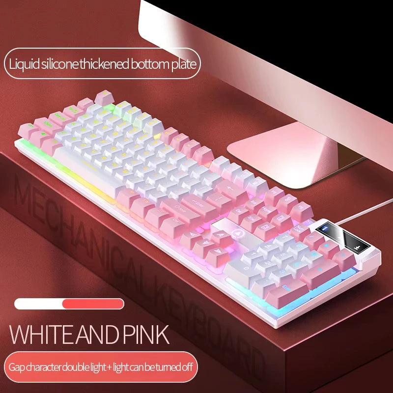 RGB Backlit Gaming Mechanical Feel Wired Keyboard Waterproof Ergonomic Design Gamer Keyboard For PC Computer Laptop Tablet