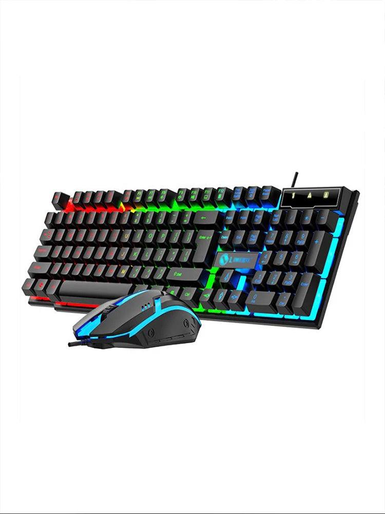 RGB Backlit Wired Gaming Keyboard Mouse Set,Mechanical Feel, Floating High Key Cap,Compatible with Computers, Laptops