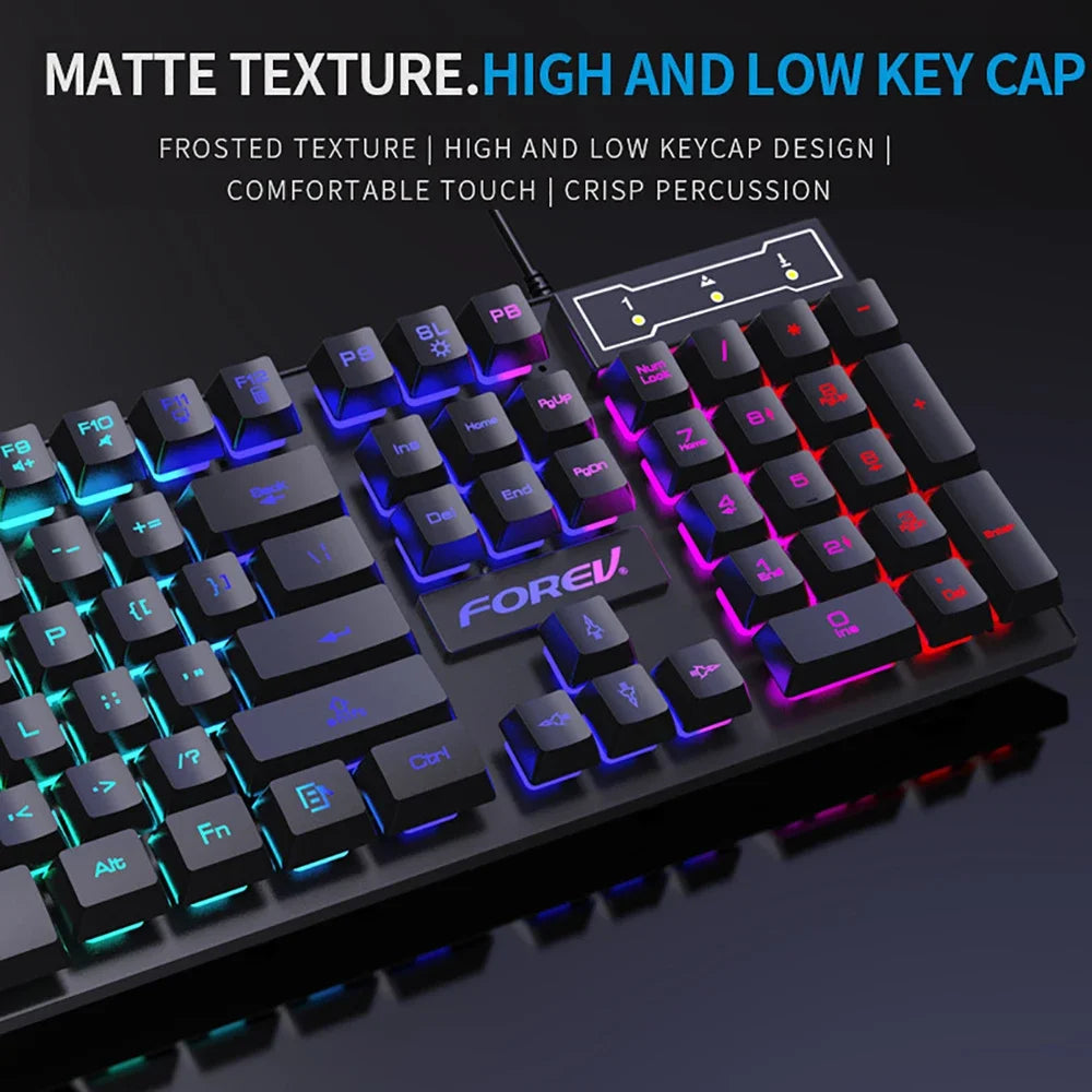 KEBIDUMEI Wired Keyboard and Mouse Combo Set RGB Backlit Gaming Keymouse 104 Keys Standard Keyboard For Laptop Android Windows
