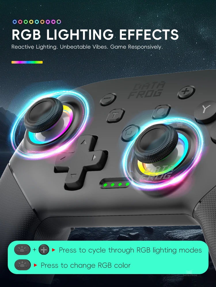 DATA FROG Wireless Game Controller for Switch / OLED / Lite / Switch 2 Console Programmable Joystick Gamepad for PC