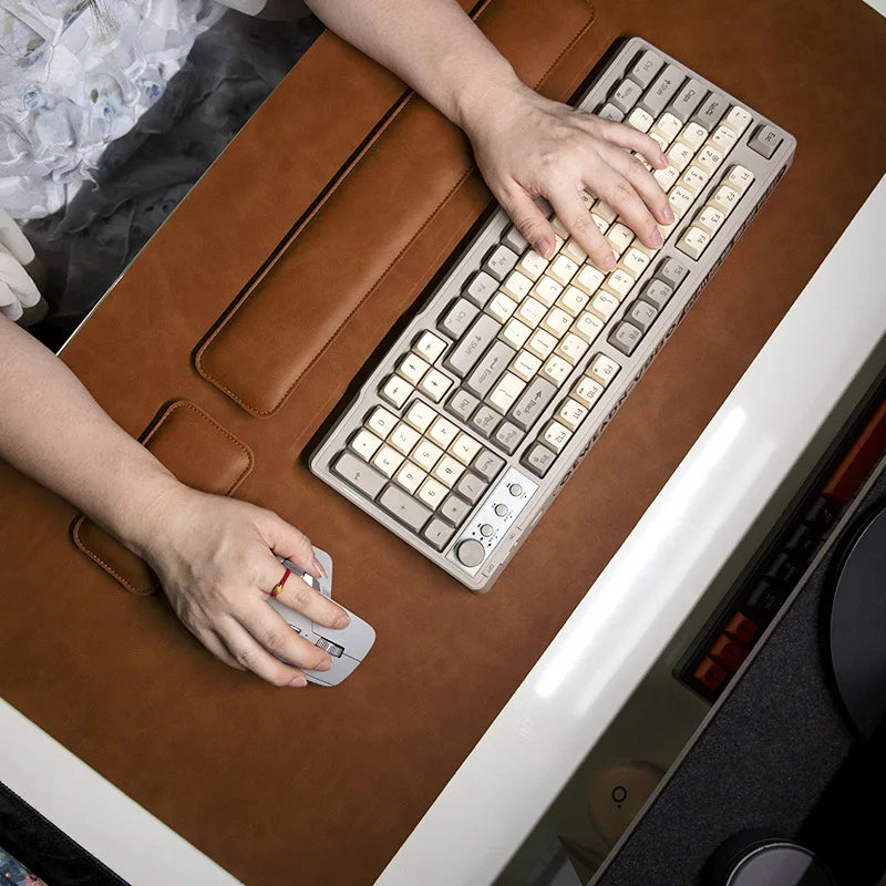 Desk Mat Waterproof PU Mouse Pad Large Mousepad Laptop Non-slip Desk Pad Keyboard Mats Mouse Mat Mouse Wrist Guard Three Pieces